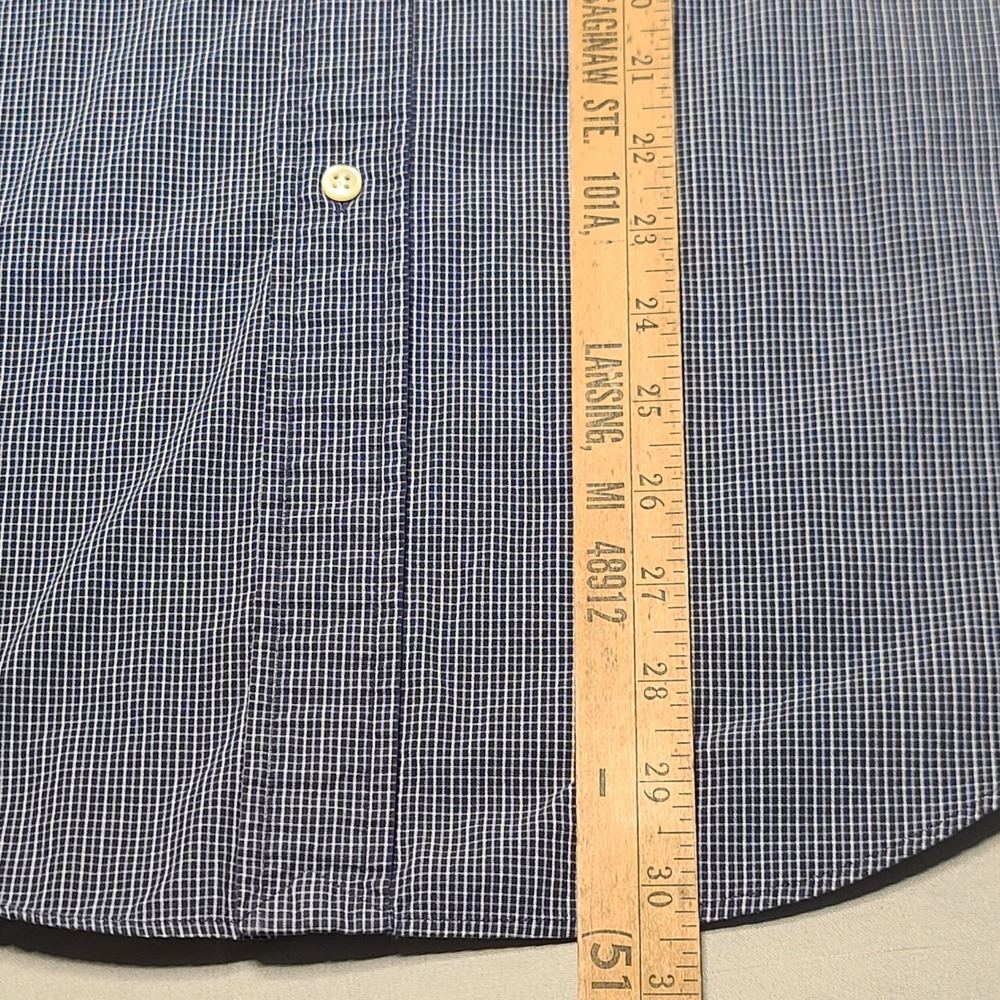 VTG Ralph Lauren Blake Shirt Mens Medium Blue Micro Check Old Money Cotton Pony - Picture 5 of 7